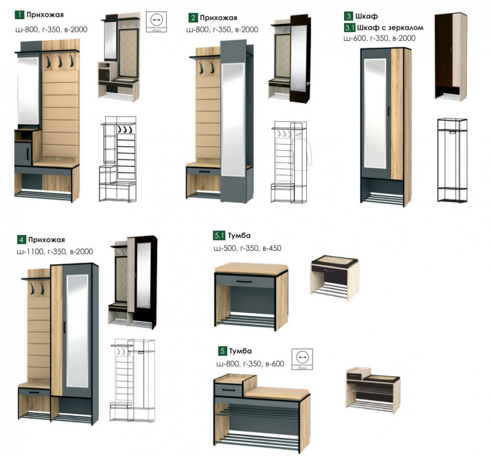 Прихожая Ольга купить недорого в Александровске | МагазинМебель.Ру