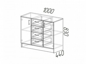 Комод К1000-2Д ЛДСП Дуб Вотан-Белый гладкий в Александровске - aleksandrovsk.magazinmebel.ru | фото - изображение 2